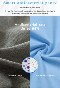 Detail view of seamless light blue antibacterial fabric compared with standard textile