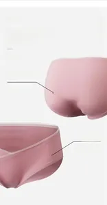 Detail view of pink maternity cotton briefs with C-shaped hip coverage and elastic waistband