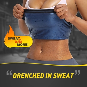 Detail of blue sweat vest showing intensive perspiration droplets on polymer fabric
