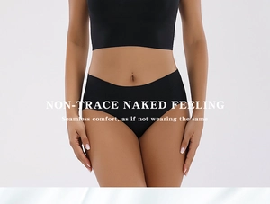 Seamless black women's panties with non-trace naked feeling and breathable fabric