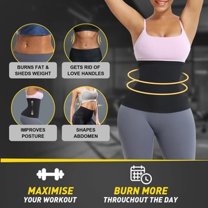 Women sweat waist trainer belt with blue film coating for fitness and tummy control