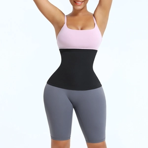 Close-up of a professional black waist trainer with blue film coating for fitness