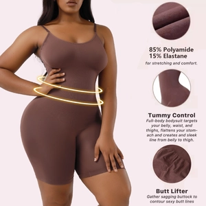 Detail of tummy control bodysuit fabric and butt lifting structure for women
