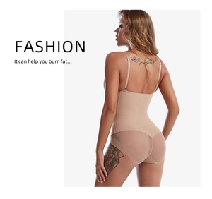 Detail view of seamless nude bodysuit featuring breathable mesh and butt lifting design