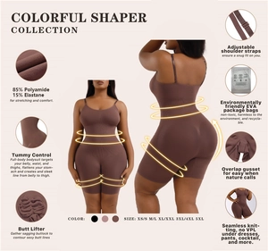 Detail of seamless tummy control bodysuit with adjustable straps and butt lifter features