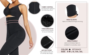 Détails du legging taille haute avec crochets multi-rangées et bandes antidérapantes