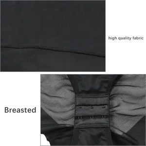 Detail of high quality black fabric and adjustable three-row hook-and-eye closure on shapewear