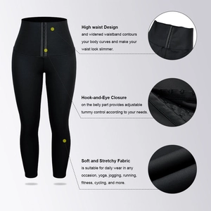 Détail du legging taille haute avec fermeture à agrafes et contrôle du ventre