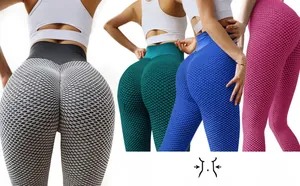 Détail du legging de yoga taille haute à texture alvéolée pour le contrôle du ventre et galbe