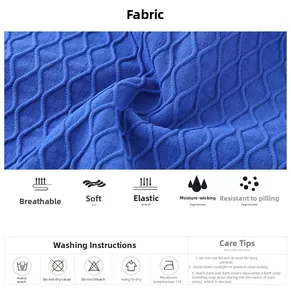 Dettaglio macro del tessuto blu reale a onde per leggings yoga con trama elastica