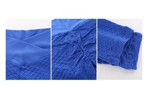 Dettagli dei pantaloni da yoga blu reale con vita a V e trama arricciata sui glutei