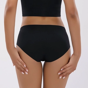 Seamless black high-waisted lifting panties with silver ion antibacterial cotton crotch