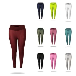 Leggings yoga a nido d'ape a vita alta con fascia a V per controllo pancia ed effetto push-up