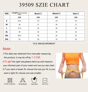 Detailed size chart for the bodysuit showing measurements for sizes S to 3XL in centimeters