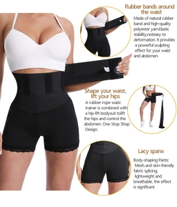Détails de la gaine amincissante taille haute avec mesh respirant et dentelle