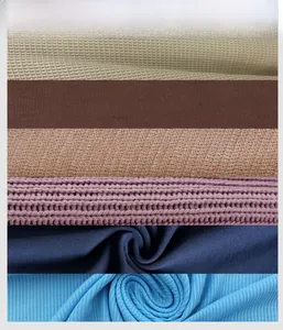 Close-up showing multiple fabric textures including waffle knit and ribbed cotton options