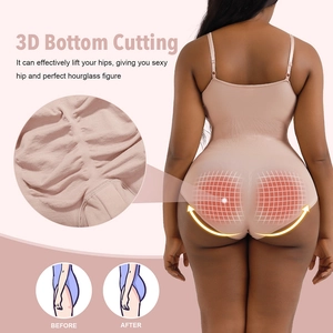 Detail view of seamless shapewear bodysuit with 3D butt lift technology and fabric texture