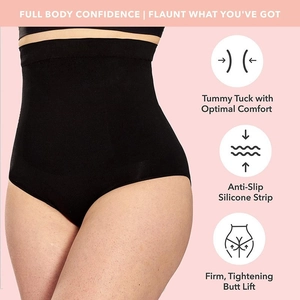 Gaine amincissante taille haute sans couture pour femme avec effet push-up en noir