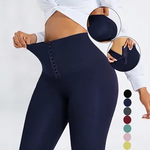 Leggings de yoga taille haute avec contrôle du ventre et fermeture à plusieurs crochets