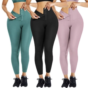 Leggings taille haute gainants avec crochets réglables en vert, noir et rose poudré
