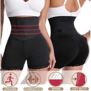 Gaine amincissante taille haute avec bordure en dentelle et effet lifting fessier