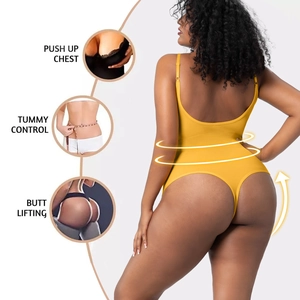 Detail showing push up chest, tummy control and butt lifting of seamless ginger shapewear