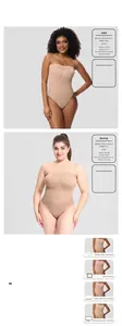 Seamless body shaper detail showing nude bodysuit fit on models in sizes S and XL