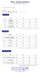Size chart for 3-piece pajama set including sling top, pants, and night robe measurements