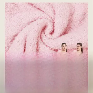 Close-up of pink cloud velvet texture and 3-piece pajama set with cardigan and pants