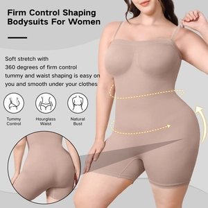 Detail view of nude seamless bodysuit showing tummy control and butt lifting sculpting fabric