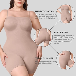 Detail of nude seamless bodysuit with tummy control and butt lifter feature highlights