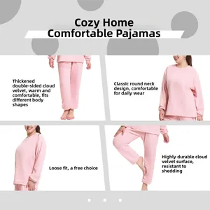 Détail du pyjama en polaire rose montrant le velours nuage et le col rond