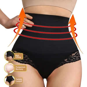 Gaine amincissante taille haute pour femme avec dentelle et effet lifting fessier