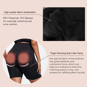 Detail of high waist slimming shaper showing 85% Polyamide fabric and butt lifting mesh
