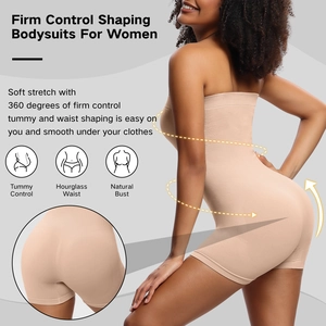 Detailansicht eines hautfarbenen Bodysuits mit 360-Grad-Bauchkontrolle für Formung