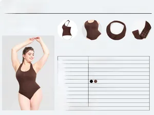 Details zur Halterneck-Shapewear mit nahtlosem Stoff, Bauchkontrolle und Größentabelle
