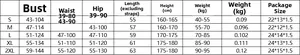 Detailed size guide table for women's shapewear bodysuit including S to 2XL measurements