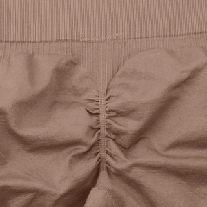 Close-up of high-waisted seamless scrunch leggings with rib-knit texture for butt lift