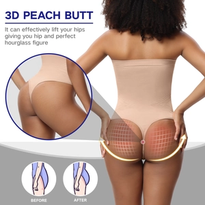 Seamless body shaper bodysuit for women featuring tummy control and 3D peach butt lifting