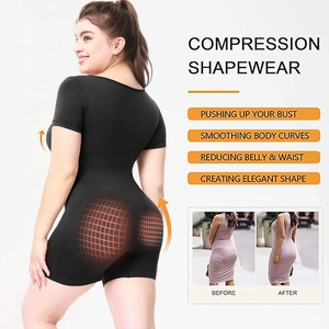 Detail showing high-compression shaping bodysuit with tummy control and butt lifting effects