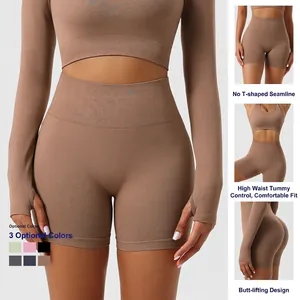 High waist seamless yoga leggings and long sleeve top set with butt lifting design