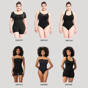 Schwarze Bodysuit-Kollektion für Damen in sechs verschiedenen figurformenden Stilen
