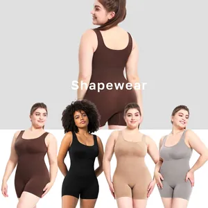 Women's ribbed seamless shapewear bodysuit in multiple colors for tummy control