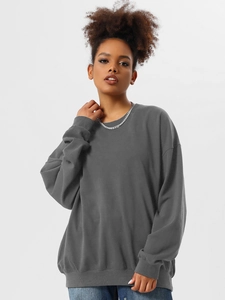 Oversized charcoal grey 350g cotton sweatshirt with dropped shoulders for men and women