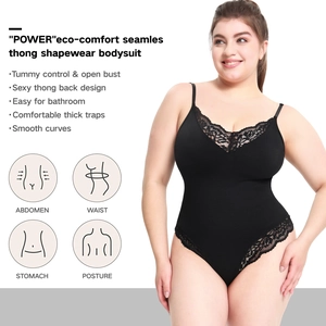 Body sans couture noir pour femme avec dentelle élégante et design amincissant ventre