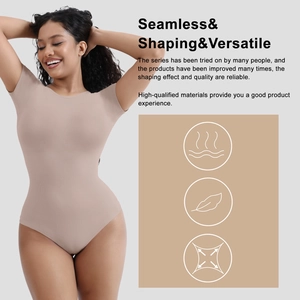 Detail of nude seamless bodysuit showing ribbed texture and high-stretch breathable fabric