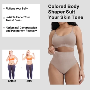 Detail of high-waist seamless shapewear set with tummy control and smoothing effect