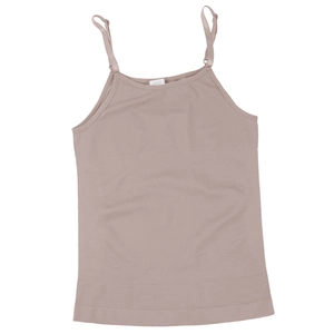 Detail view of adjustable camisole straps and fine knit texture in dusty pink