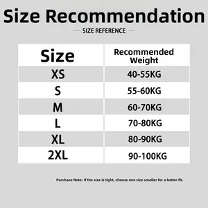 Size reference chart for shapewear bodysuit covering weights from 40kg to 100kg