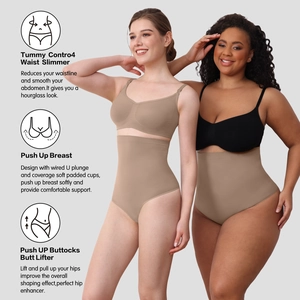 Set perizoma contenitivo a vita alta e reggiseno push-up per modellare la silhouette